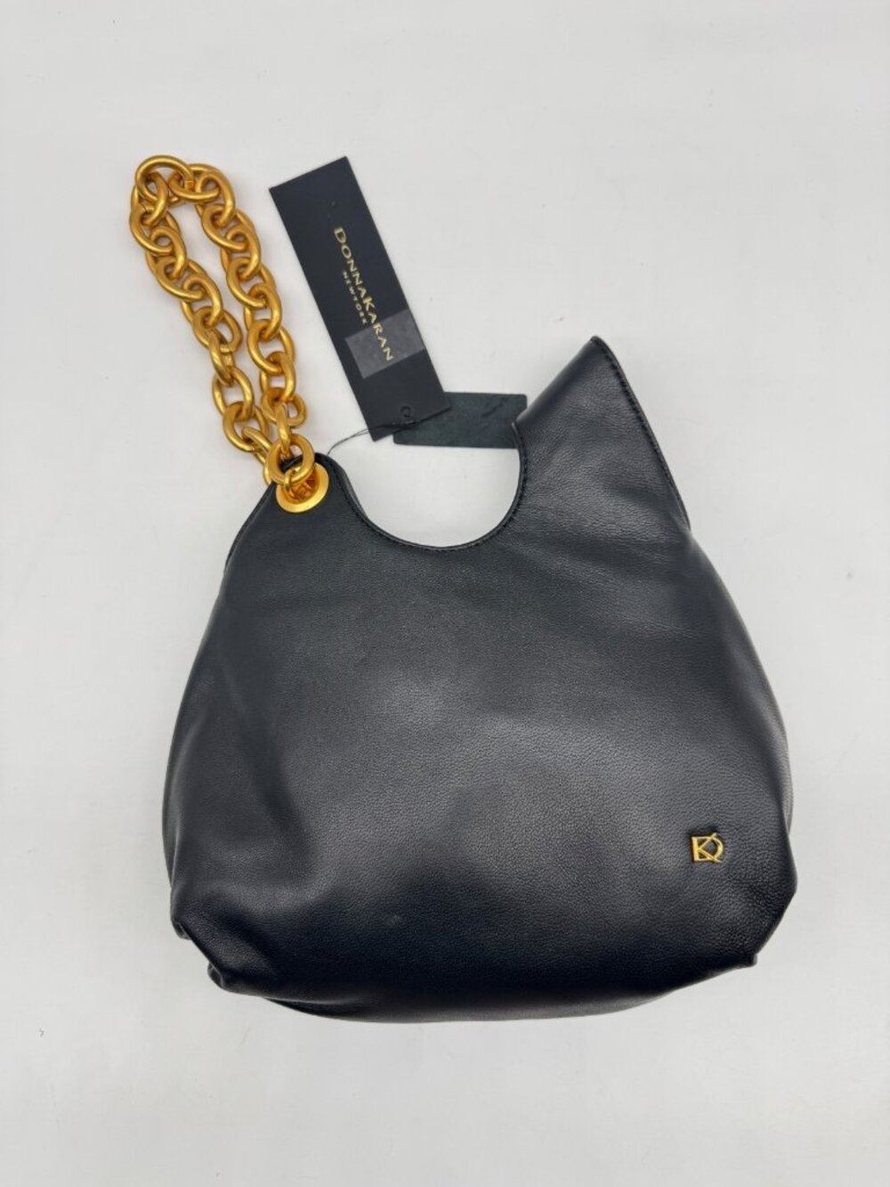 Donna Karan NY Lawrence leather wristlet pouch with chain strap mini bag - BLACK - Picture 10 of 10